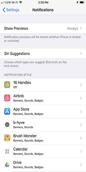 Turn of iphone app notifications