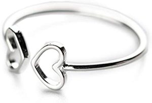 Open heart silver ring