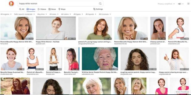 Happy white woman google results