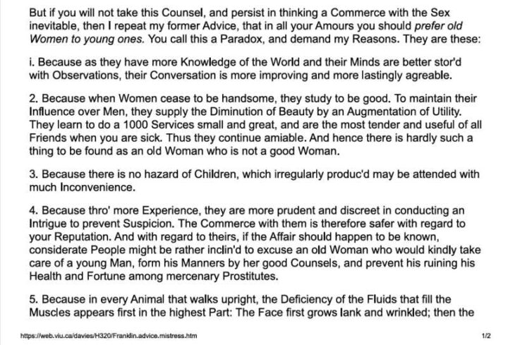 Benjamin franklin on marrying an older woman