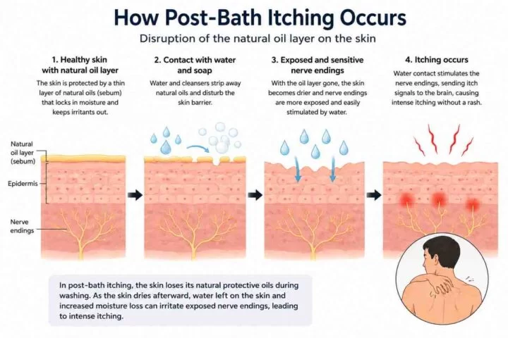 How post-bath itching occurs