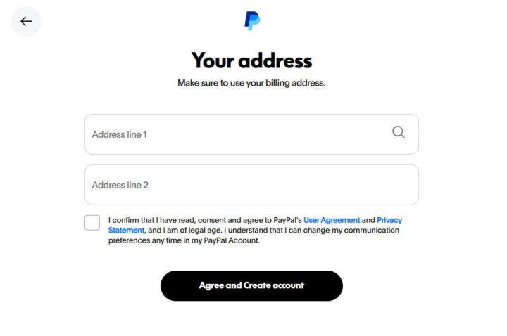 Personal PayPal account registration