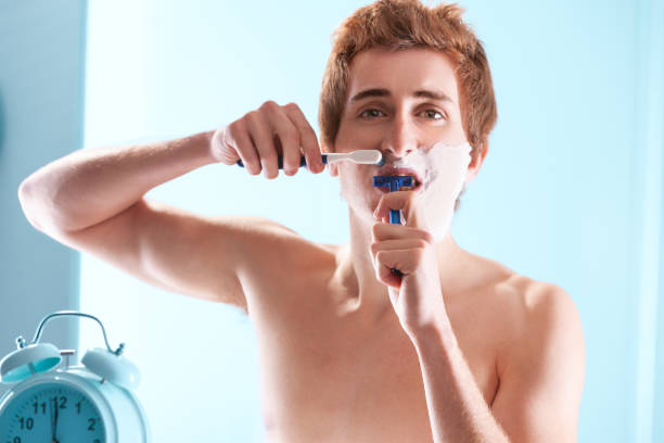 Man hilariously swaps toothbrush for shaving stick