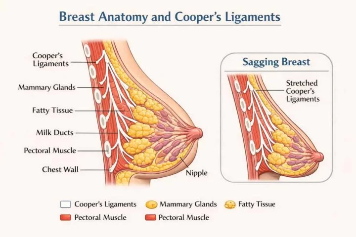 normal breast tissue and breast sagging