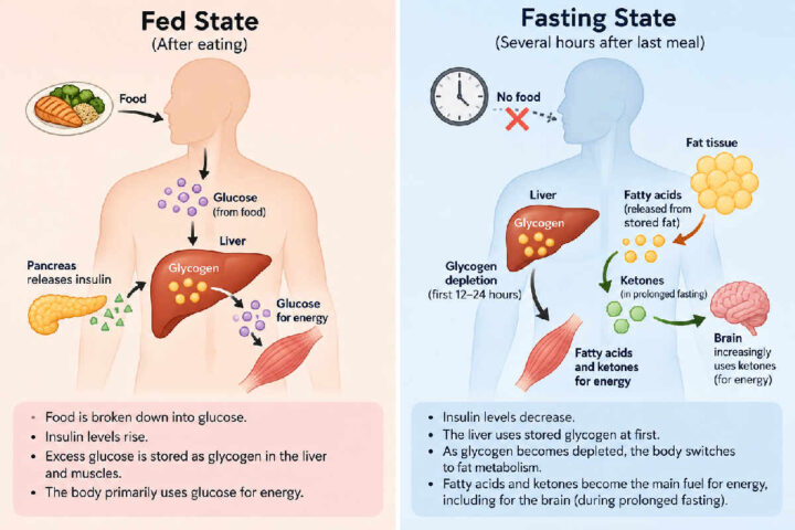 Fasting vs fed state illustration