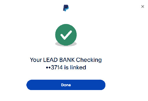 Bank successfully linked to PayPal account